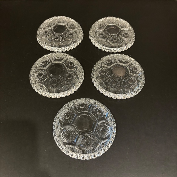 Vgt MCM Action Industries Hobstar Pressed Glass Individual Relish Dish - Picture 2 of 4